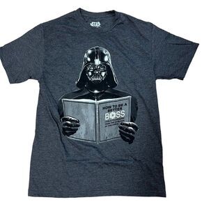 Men Star Wars T Shirt Darth Vader How To Be a Better Boss Top Black Gray M NEW